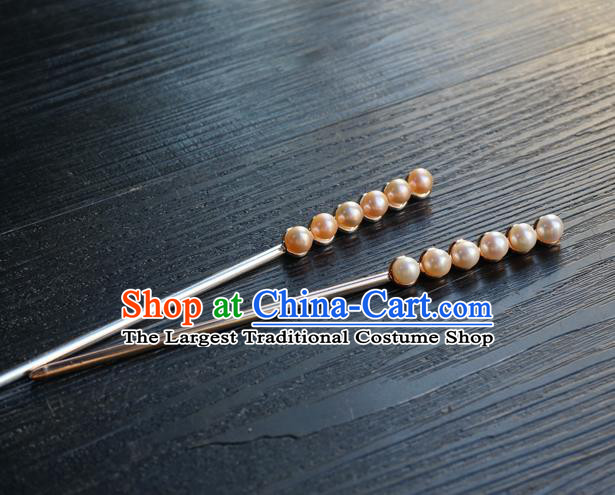 Chinese Classical Ming Dynasty Hair Clip Hair Accessories Handmade Ancient Hanfu Pearls Hairpin for Women