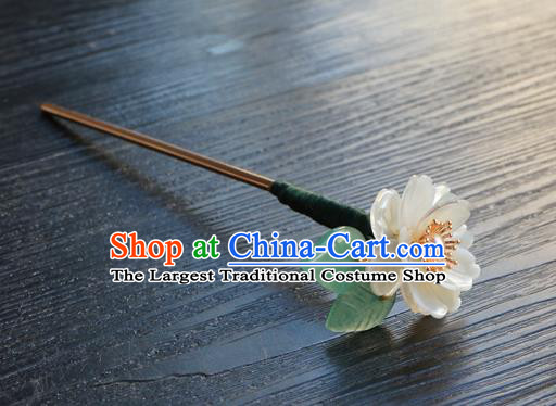 Chinese Classical Pearl Hair Clip Hair Accessories Handmade Ancient Hanfu Camellia Hairpin for Women