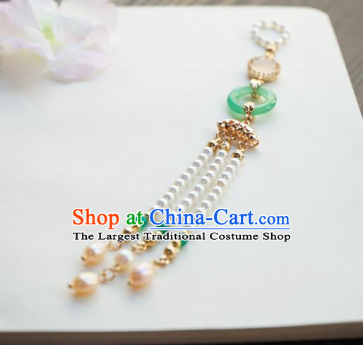 Chinese Classical Jewelry Accessories Ancient Hanfu Green Ring Brooch Beads Tassel Pendant