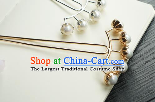 Chinese Classical Court Hair Clip Hair Accessories Handmade Ancient Jin Dynasty Golden Hairpin for Women