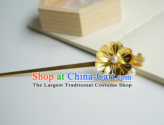 Chinese Hanfu Classical Hair Accessories Handmade Ancient Tang Dynasty Princess Golden Hairpins for Women