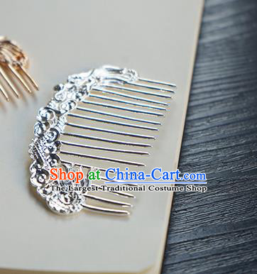 Chinese Classical Hanfu Argent Dragon Hair Comb Hair Accessories Handmade Ancient Tang Dynasty Hairpin for Women