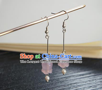 Handmade Chinese Ear Accessories Ancient Women Hanfu Classical Pink Convallaria Earrings