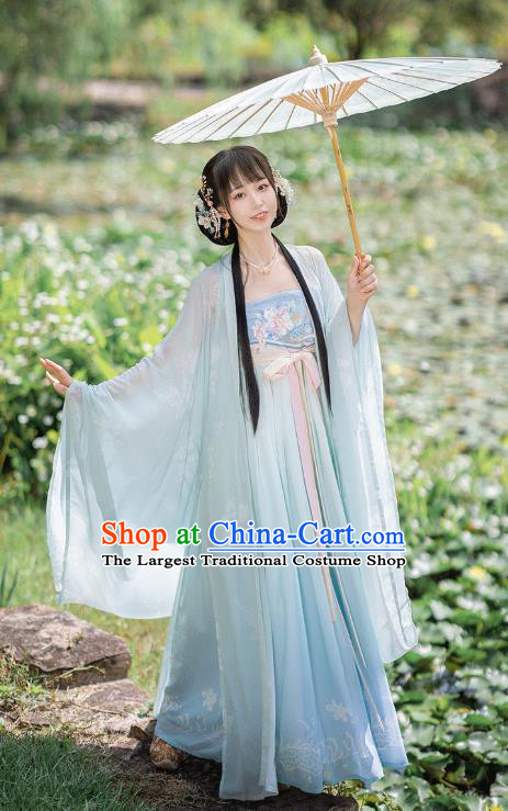 Chinese Tang Dynasty Princess Costumes Traditional Ancient Goddess Hanfu Apparels Wide Sleeve Cape and Dress for Women