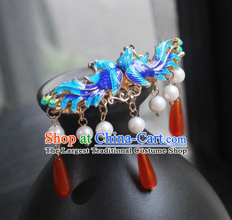 Chinese Classical Cloisonne Phoenix Hair Claw Hair Accessories Handmade Ancient Hanfu Hairpin for Women