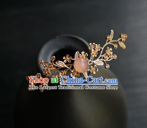 Chinese Classical Golden Plum Blossom Hair Clip Hair Accessories Handmade Ancient Hanfu Hairpin for Women