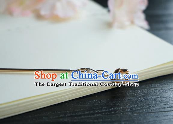 Chinese Classical Golden Flower Hair Clip Hair Accessories Handmade Ancient Jin Dynasty Hanfu Hairpin for Women