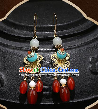 Handmade Chinese Court Women Hanfu Ear Accessories Classical Eardrop Golden Earrings