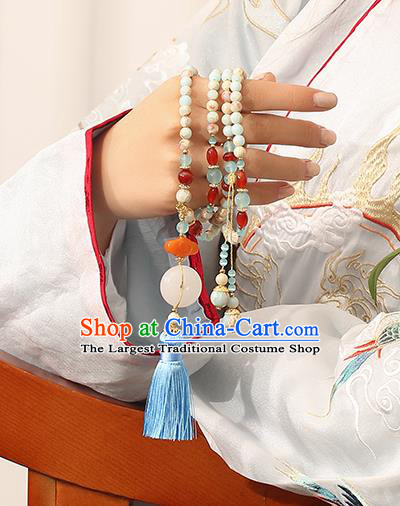 Chinese Handmade Hanfu Beads Bracelet Classical Jewelry Accessories Jade Tassel Bangle for Women