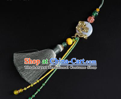 Chinese Classical Hanfu Green Tassel Waist Accessories Ancient Princess Jade Belt Pendant