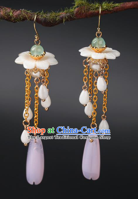 Handmade Chinese Ear Accessories Classical Eardrop Ancient Women Hanfu Flowers Tassel Earrings