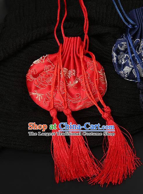 Chinese Classical Hanfu Red Silk Waist Accessories Ancient Princess Sachet Belt Pendant