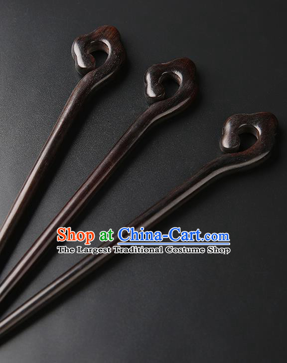 Chinese Classical Ebony Hair Clip Hanfu Hair Accessories Handmade Ancient Princess Wood Hairpins for Women