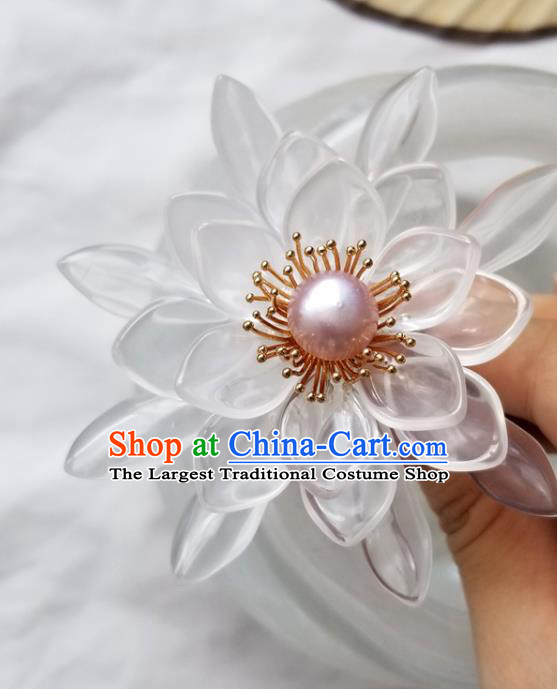 Chinese Classical White Epiphyllum Hair Clip Hanfu Hair Accessories Handmade Ancient Princess Hairpins for Women