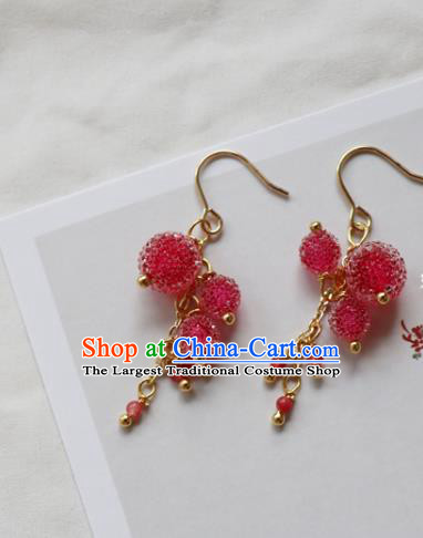 Handmade Chinese Ear Accessories Classical Eardrop Ancient Women Hanfu Waxberry Earrings