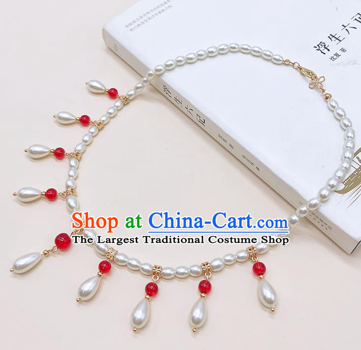 Chinese Classical Hair Clasp Women Hanfu Hair Accessories Handmade Ancient Princess Red Beads Eyebrows Pendant