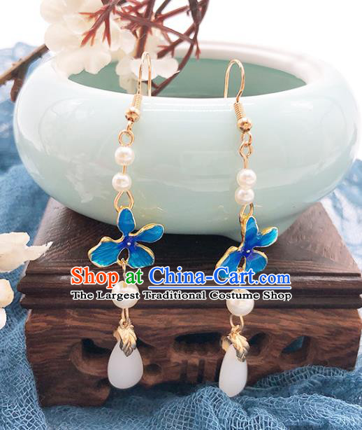 Handmade Chinese Classical Cloisonne Ear Accessories Eardrop Ancient Ming Dynasty Court Women Hanfu Earrings