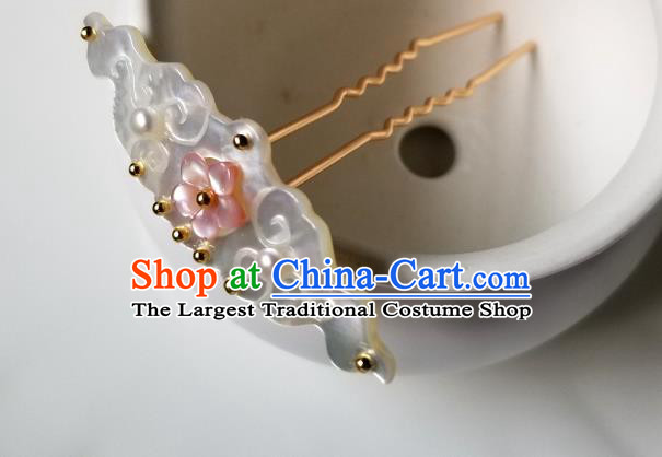 Chinese Classical Shell Cloud Hair Comb Hanfu Hair Accessories Handmade Ancient Song Dynasty Empress Hairpins for Women