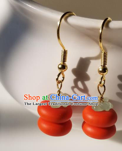 Handmade Chinese Ear Accessories Classical Eardrop Ancient Women Hanfu Persimmon Earrings