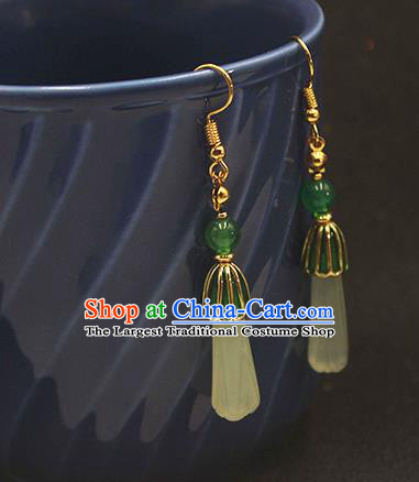 Handmade Chinese Jade Ear Accessories Classical Eardrop Ancient Women Hanfu Court Earrings