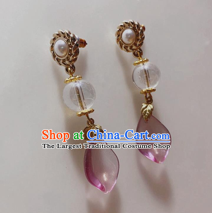 Handmade Chinese Classical Purple Eardrop Cheongsam Ear Accessories Ancient Hanfu Earrings