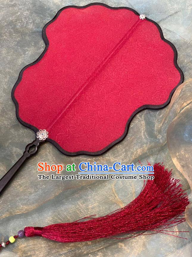 Chinese Classical Hanfu Silk Fan Ancient Song Dynasty Wedding Palace Fans Princess Red Fans