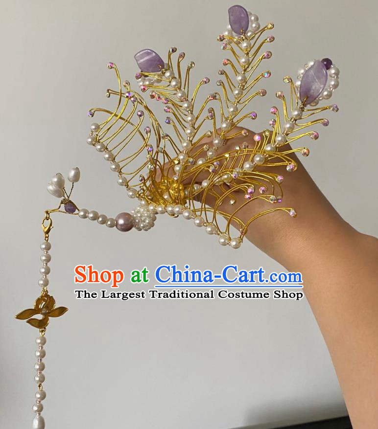 Chinese Ming Dynasty Hairpin Handmade Classical Ancient Empress Hanfu Hair Accessories Court Women Phoenix Tassel Hair Crown