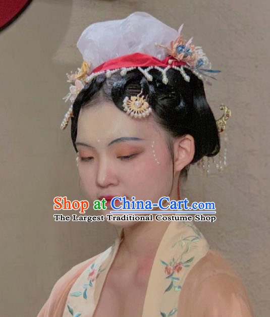 Chinese Ancient Imperial Concubine Hairpin Hanfu Hair Accessories Handmade Song Dynasty Court Women Hair Crown Complete Set