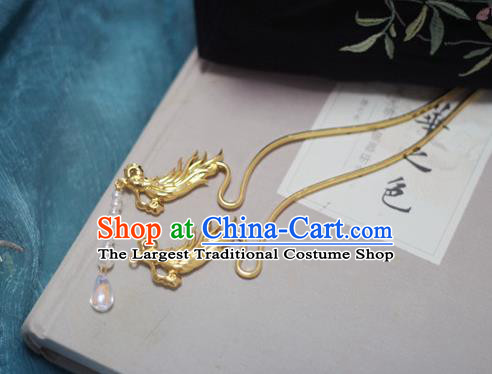 Chinese Ancient Empress Hairpins Hair Accessories Handmade Ming Dynasty Golden Phoenix Hair Stick