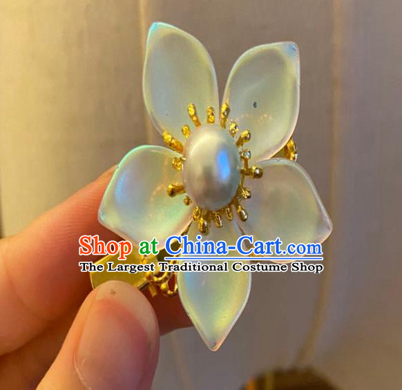 Chinese Ancient Princess Green Sakura Hairpins Hair Accessories Women Handmade Hanfu Flower Hair Claw