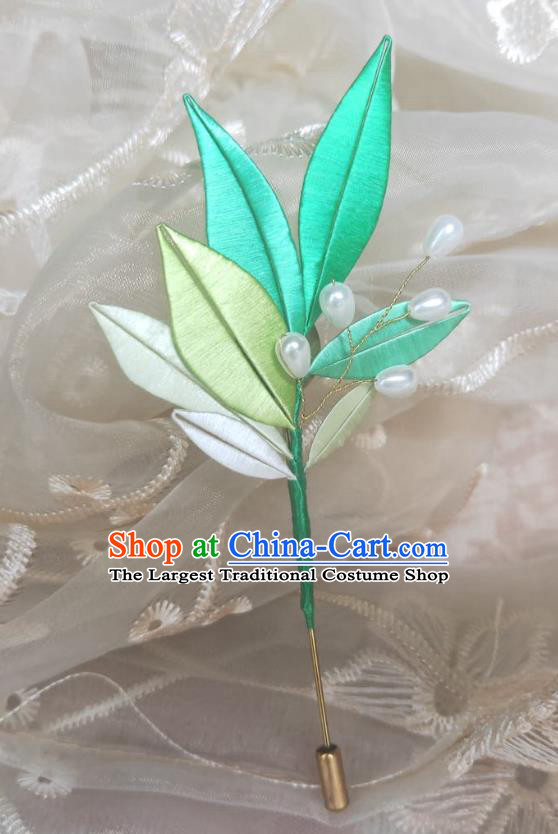 Chinese Ancient Princess Silk Leaf Hairpins Hair Accessories Handmade Hanfu Hair Stick