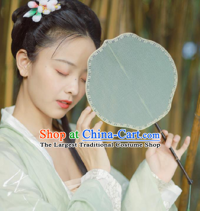 Chinese Classical Ancient Hanfu Light Blue Silk Fan Song Dynasty Imperial Concubine Palace Fans