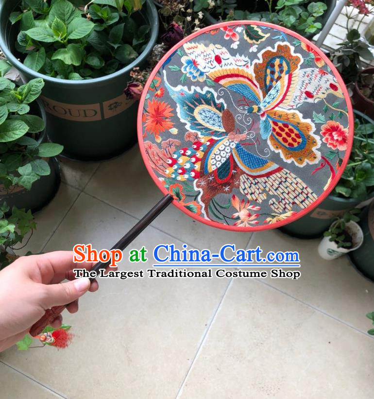 Chinese Classical Silk Palace Fan Ancient Song Dynasty Princess Embroidered Butterfly Round Fans Accessories