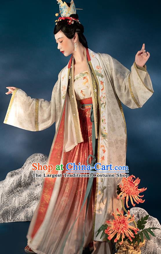 Chinese Ancient Imperial Concubine Embroidered Hanfu Dress Traditional Historical Costumes Ming Dynasty BeiZi Blouse and Skirt Apparels for Women