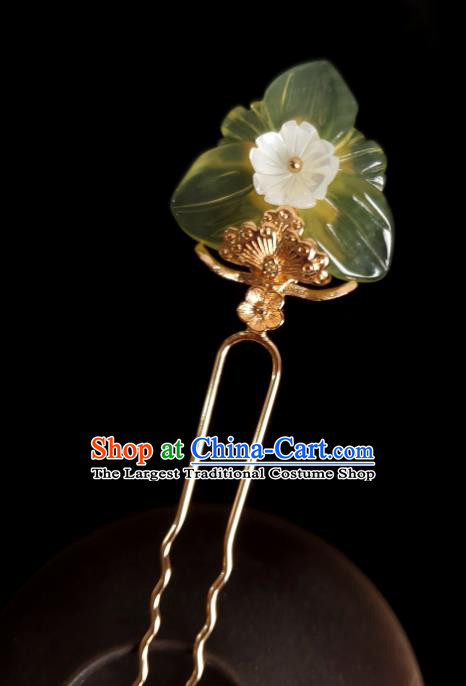 Chinese Ancient Royal Princess Hairpins Hair Accessories Handmade Ming Dynasty Hanfu Jade Bougainvillea Hair Stick