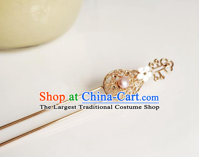 Chinese Ancient Royal Princess Hair Accessories Handmade Ming Dynasty Hanfu Golden Lute Hairpins