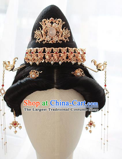 Chinese Classical Phoenix Coronet Hair Stick Handmade Hanfu Hair Accessories Ancient Ming Dynasty Empress Tassel Hairpins Full Set