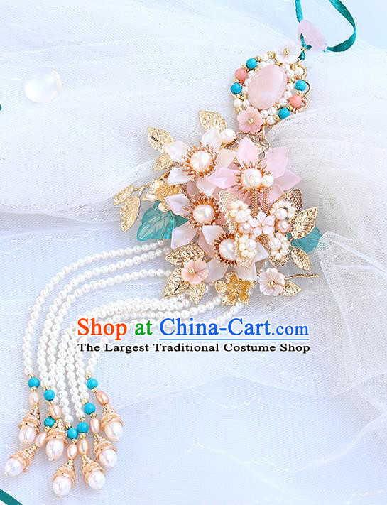 Chinese Handmade Classical Pearls Tassel Waist Accessories Ancient Hanfu Ming Dynasty Princess Belt Pendant