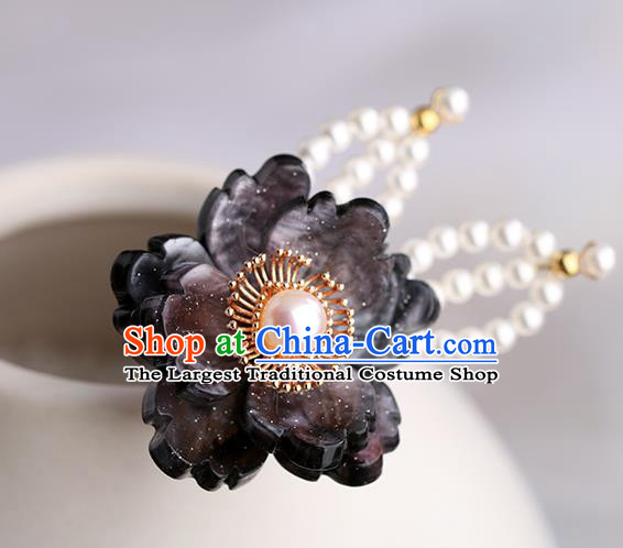 Chinese Classical Palace Black Plum Hair Sticks Handmade Hanfu Hair Accessories Ancient Song Dynasty Princess Hairpins