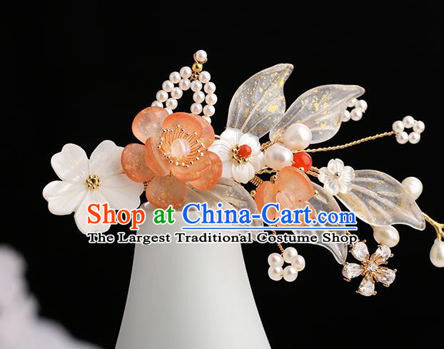 Chinese Classical Palace Plum Blossom Hair Sticks Handmade Hanfu Hair Accessories Ancient Song Dynasty Princess Shell Hairpins