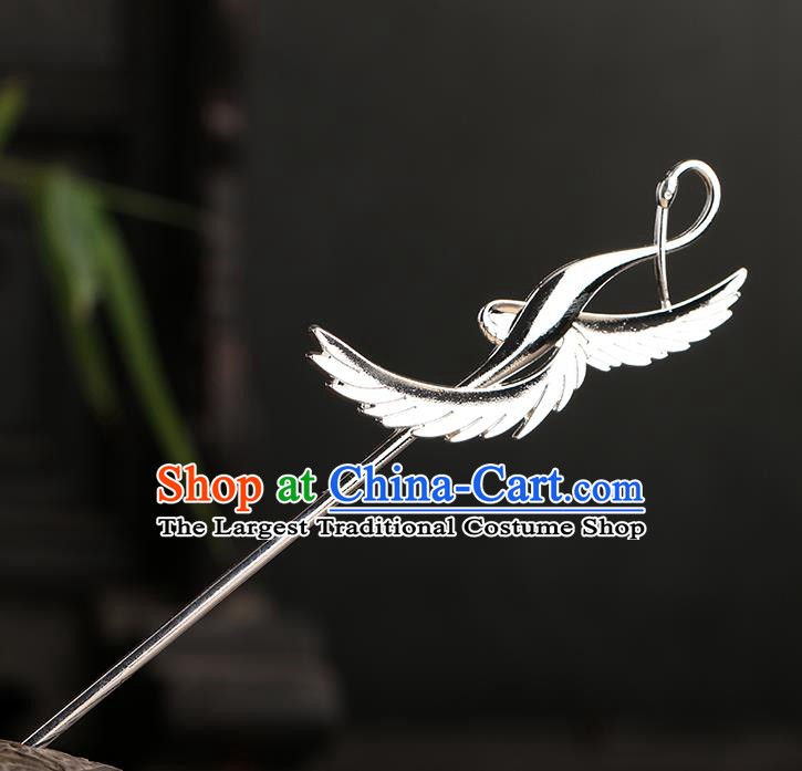 Chinese Classical Palace Argent Swan Hair Sticks Handmade Hanfu Hair Accessories Ancient Ming Dynasty Princess Hairpins