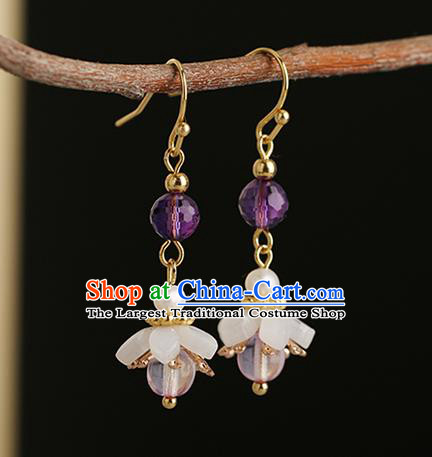 Chinese Handmade Earrings Classical Ear Accessories Hanfu Ming Dynasty Princess Amethyst Eardrop