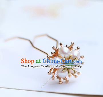 Chinese Classical Palace Green Bead Hair Stick Handmade Hanfu Hair Accessories Ancient Qing Dynasty Princess Little Plum Hairpins