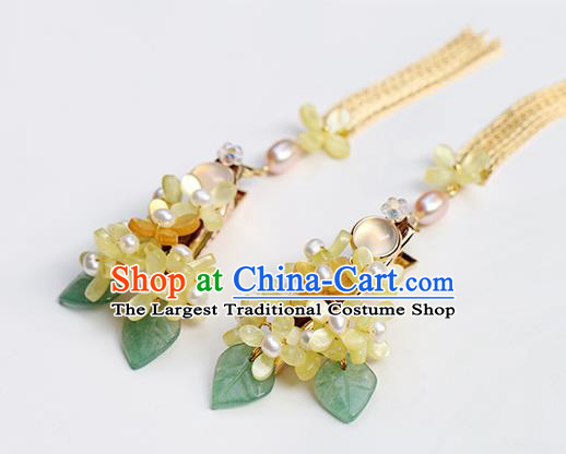 Chinese Classical Palace fragrans Hair Sticks Handmade Hanfu Hair Accessories Ancient Ming Dynasty Empress Golden Tassel Hairpins