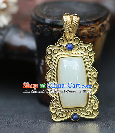 Chinese Handmade Jade Necklet Classical Jewelry Accessories Ancient Ming Dynasty Princess Hanfu Necklace Pendant for Women