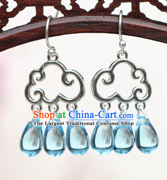 Chinese Handmade Argent Cloud Earrings Classical Ear Accessories Hanfu Qing Dynasty Princess Eardrop