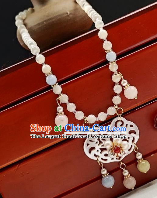 Chinese Handmade Ming Dynasty Necklet Classical Jewelry Accessories Ancient Princess Hanfu Shell Necklace for Women