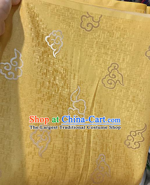 Chinese Traditional Clouds Pattern Yellow Silk Fabric Brocade Drapery Tang Suit Damask Material