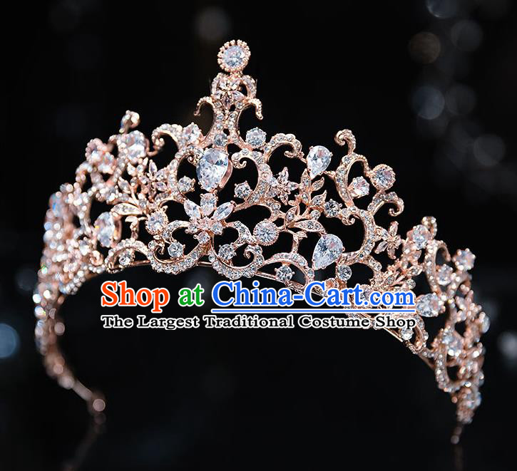 Handmade Baroque Crystal Royal Crown Wedding Hair Accessories Classical European Bride Headwear Hair Clasp