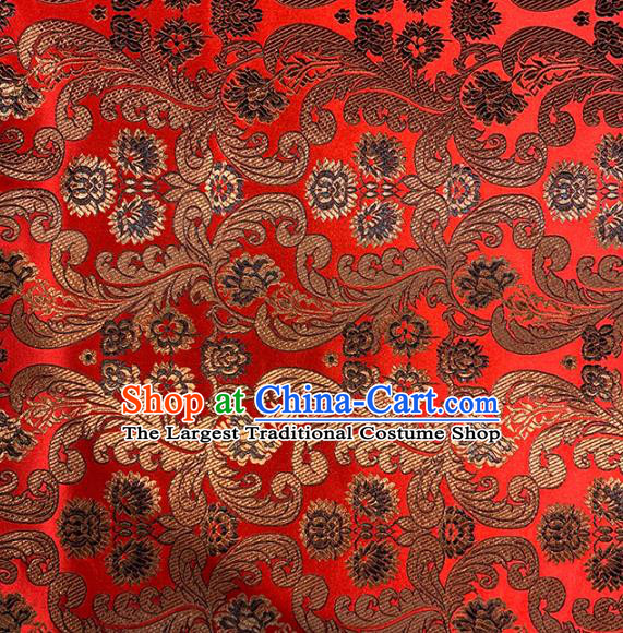 Chinese Traditional Pattern Red Silk Fabric Brocade Drapery Tang Suit Damask Material